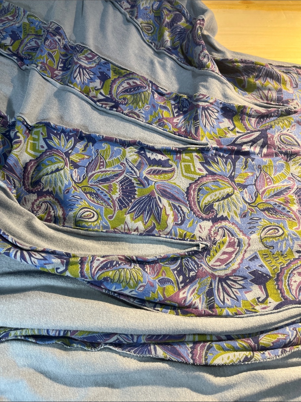 Lakhays Collected Inc. Handmade Artisan Bohemian  Blue Paisley Panel Maxi Dress